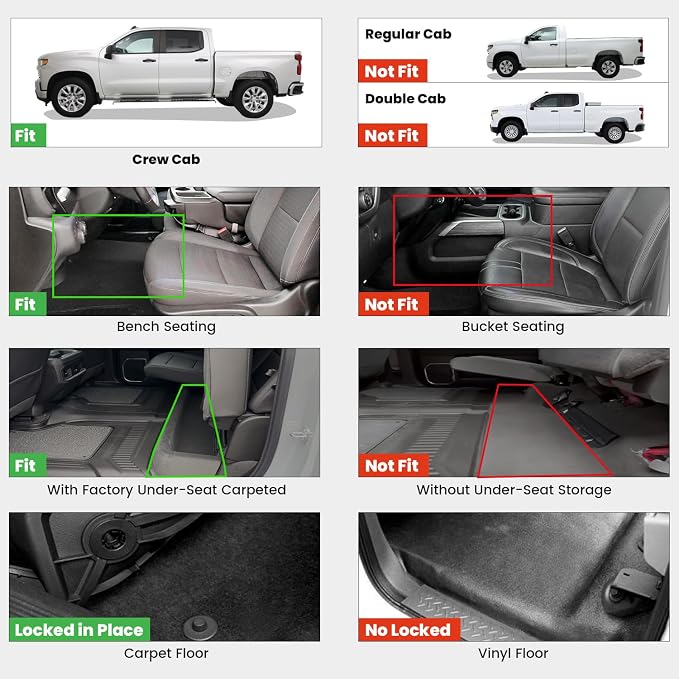 LASFIT Floor Mats 2019-2025 for Chevy Silverado/GMC Sierra 1500, 2020-2025 - Image 2