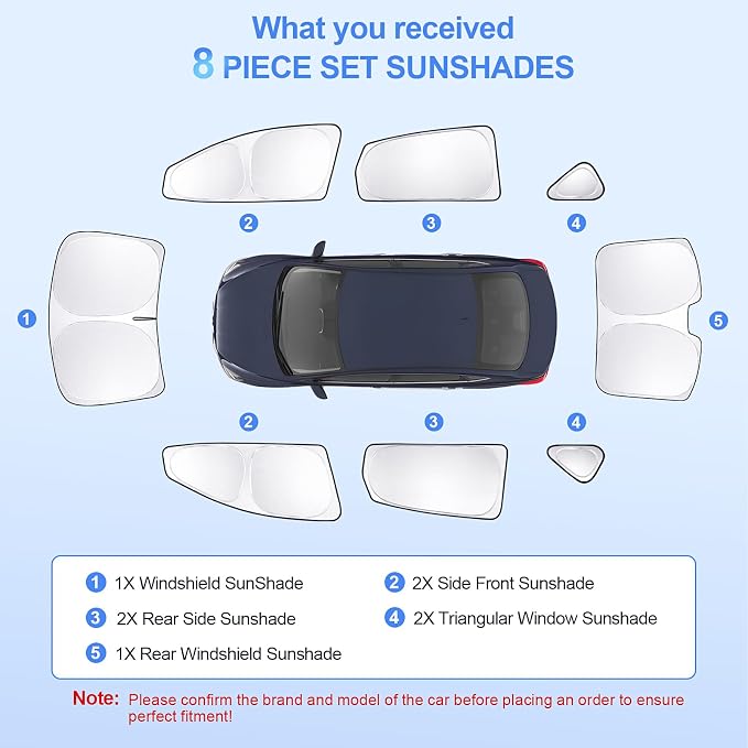 8pcs Car Window Shades for Nissan Sentra 2014-2019 Accessories, Windshield Side - Image 7