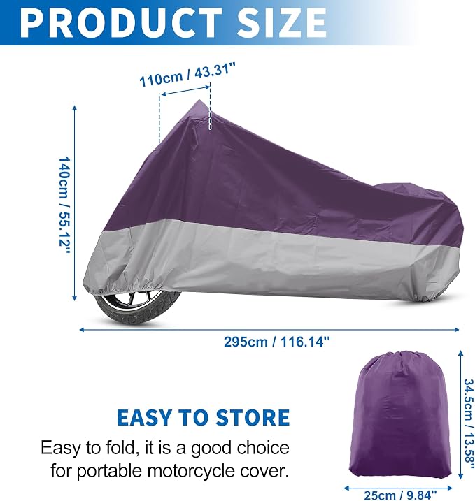 X AUTOHAUX Motorcycle Cover for Harley Davidson for Honda for Suzuki All Season - Image 2