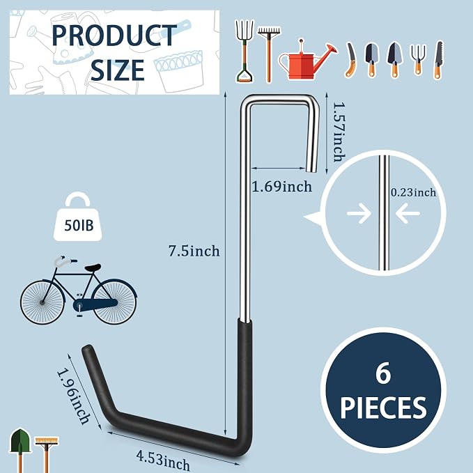 6 Pack Heavy Duty Rafter Hooks for Hanging Vinyl Coated Large S Hooks for - Image 2