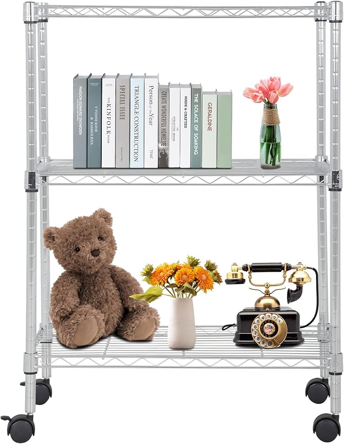 BestOffice 3-Tier Adjustable Wire Shelving Storage Shelves Heavy Duty Shelving by BestOffice