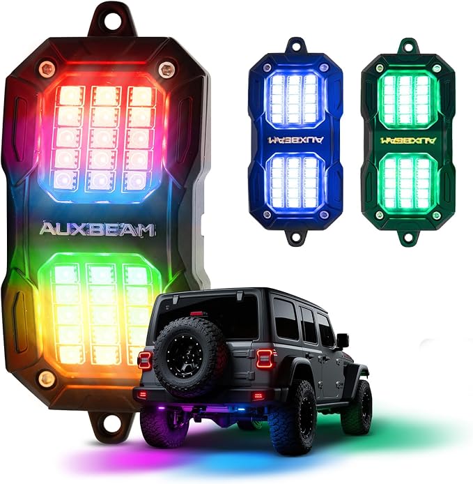 Auxbeam 2-Pod Dynamic Color Changing RGB LED Rock Lights by Auxbeam