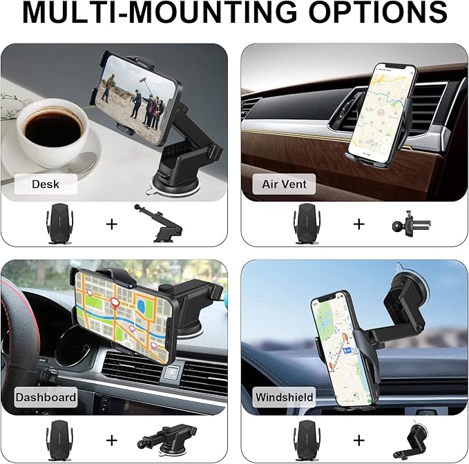 Wireless Car Charger Mount, 15W Qi Fast Charging Auto-Clamping Cell Phone Car - Image 7