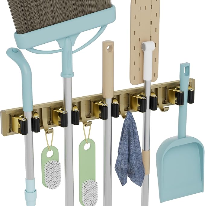 Broom Holder Wall Mount Mop and Broom Hanger Wall Mounted Garage Storage Rack by reliahom