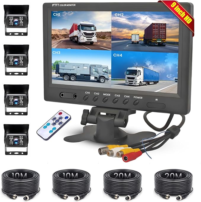 Hikity Backup Camera with Monitor Kit, 9‘’ Car Rear View Monitor with by Hikity