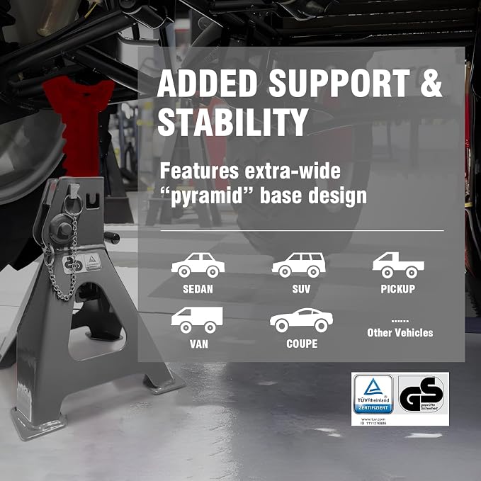 Car Jack Stands 6 Ton with Double Locking and Large Foot Base - Image 5