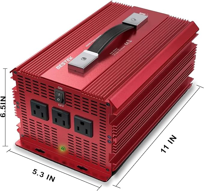BESTEK 2000W Power Inverter 3 AC Outlets DC 12V to 110V AC Car Power Converter - Image 3