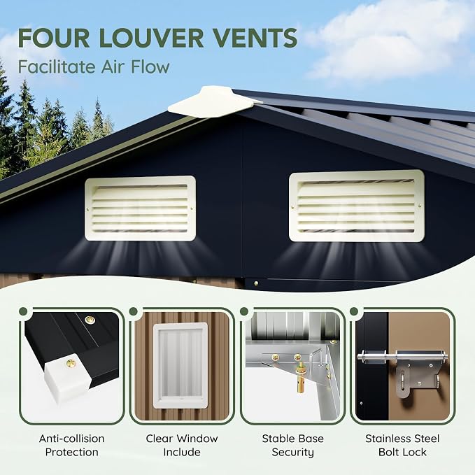 6x4 FT Outdoor Metal Storage Shed, Single Door, 1 Clear Window, Tool Shed - Image 5