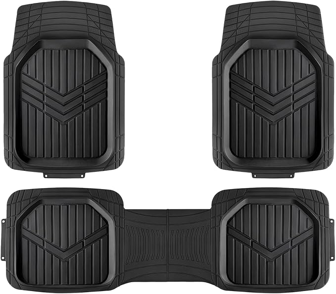 Amazon Basics 3-Piece All-Weather Heavy Duty, Full Set Rubber Floor Mats by AmazonBasics