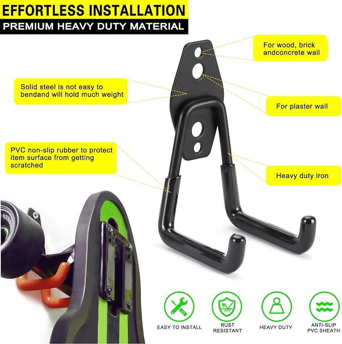 2 Pack Heavy Duty Garage Hooks Storage Organizer Wall Mount Power and Garden - Image 2