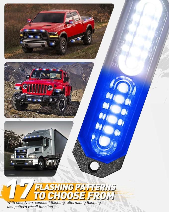 HLauto 1200T Emergency Strobe Grille Lights: 8pcs 12 LED Sync Feature Safety - Image 5