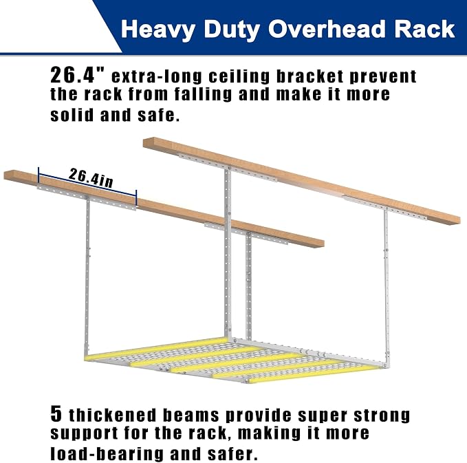 GIOTORENT 3x4FT Heavy Duty Overhead Garage Storage Rack - Image 6