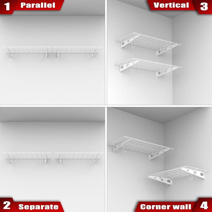 WALMANN 2 Pack Garage Wall Shelves, 2 x 4 ft/24 * 48 inch Wall Mounted Storage - Image 8
