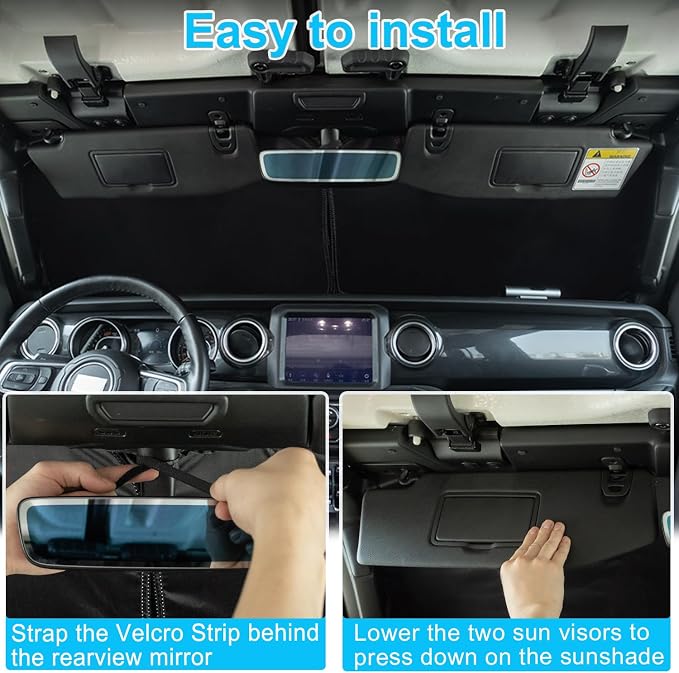 Premium Windshield Sun Shade for 2018-2025 Jeep Wrangler JL JLU & 2020-2025 - Image 6