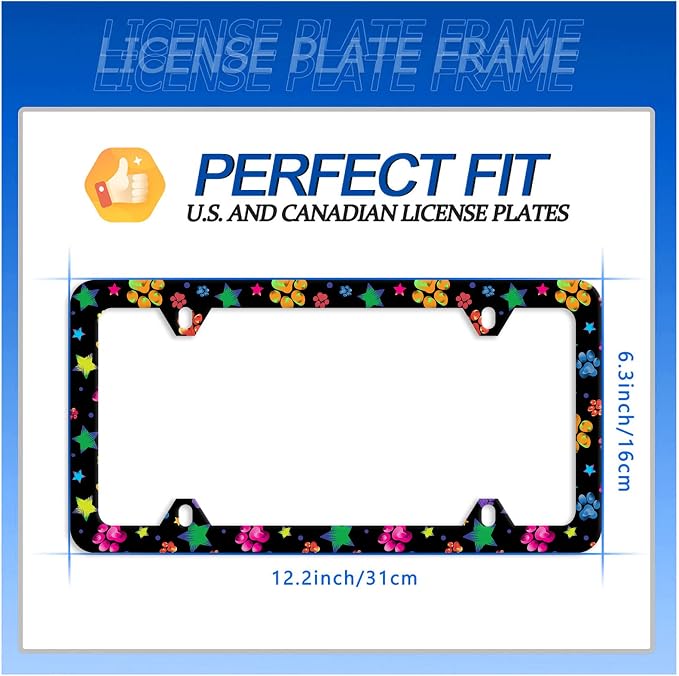 Colorful Animal Paw and Star License Plate Frame Colorful License Plate - Image 7