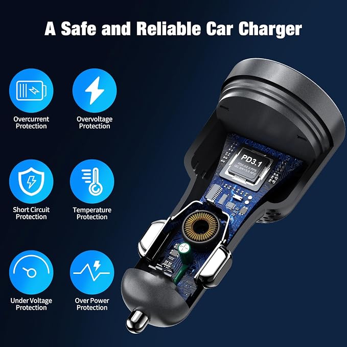 140W USB C Car Charger, Super Fast Charging - Image 5