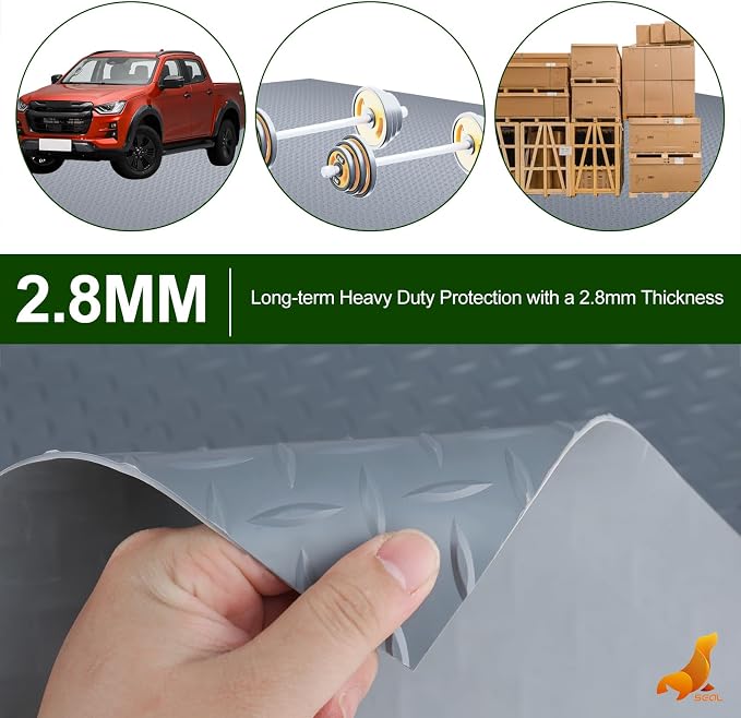 SEAL 4 x 10 Ft Premium Garage Floor Mat, Solid 2.8mm Thick Gray Commercial - Image 3