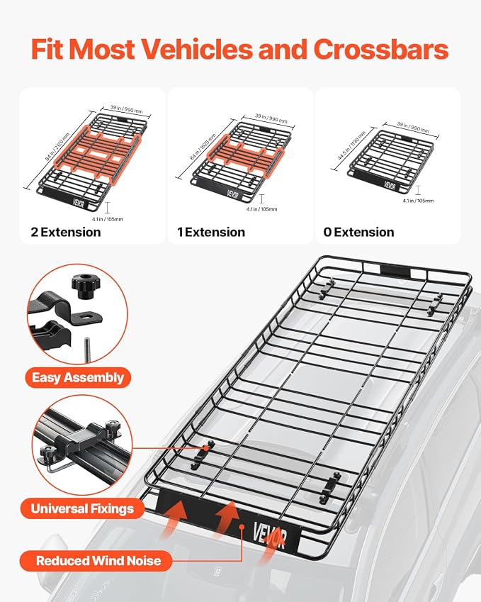 VEVOR Roof Rack Basket, Universal Rooftop Cargo Carrier - Image 3