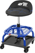 Rolling Shop Stool with Wheels, Garage Work Mechanic Stool with Backrest by FreekyFit