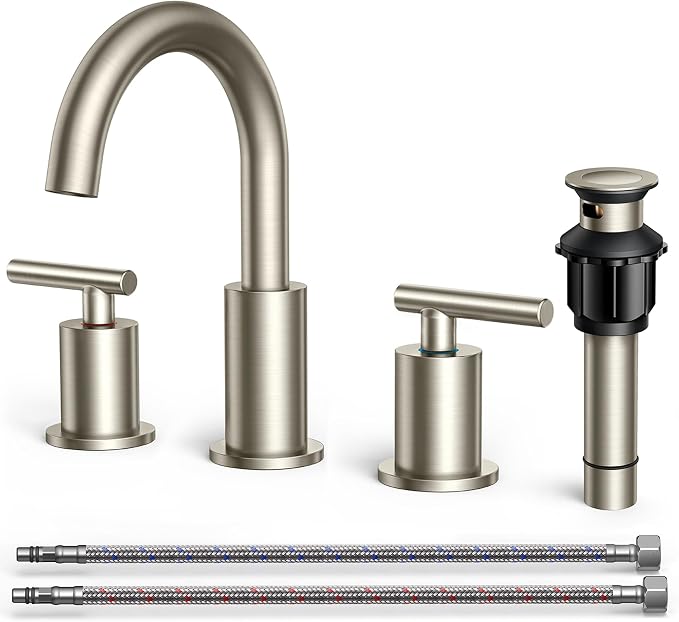 FORIOUS 8 In Widespread Brushed Nickel Bathroom Faucet 3 Hole by FORIOUS