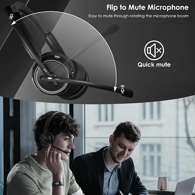 Wireless Headset with ANC & ENC, Wireless Headphones with Flip-to-Mute - Image 5