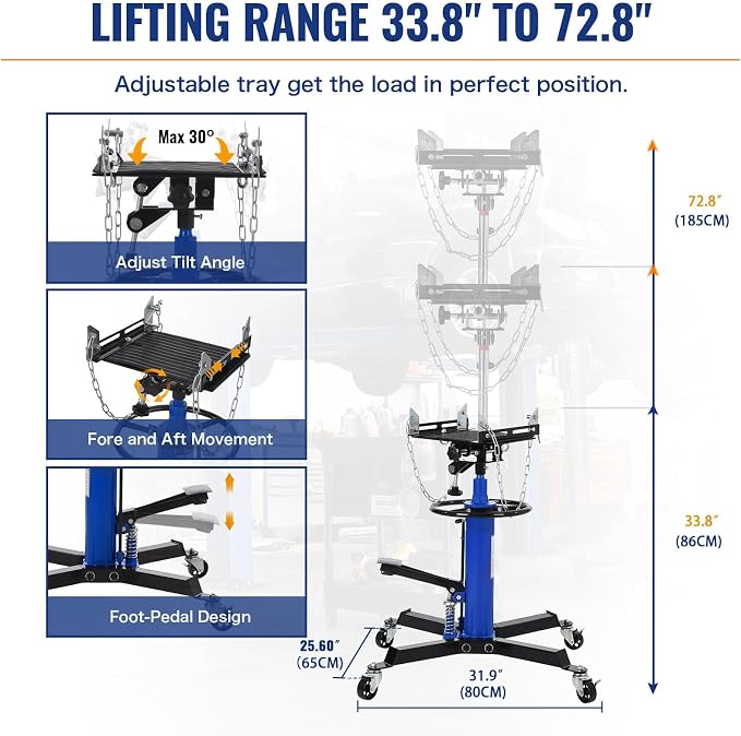 Transmission Jack with Wheels-Hydraulic Transmission Jack with Foot Pedal - Image 2