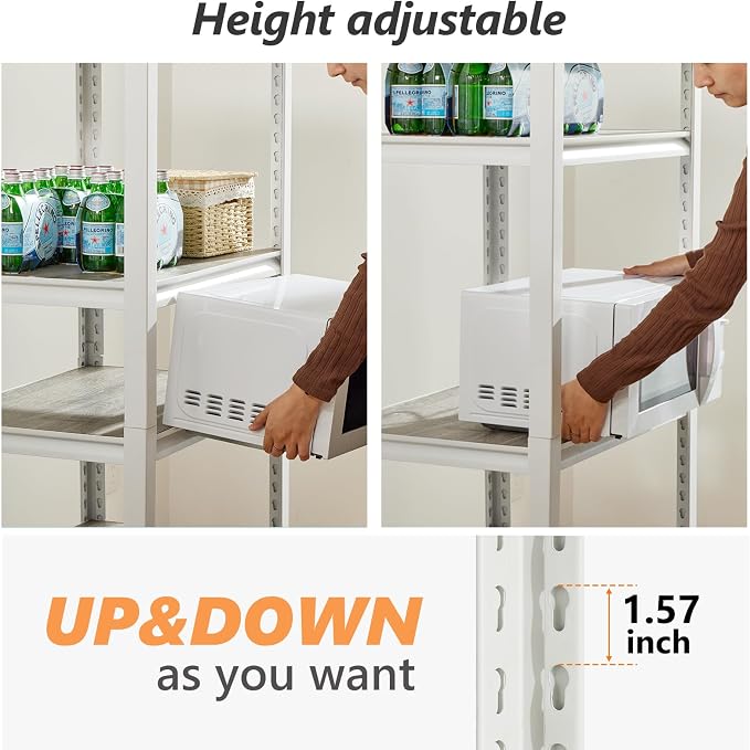 REIBII Storage Shelves 2500LBS Metal Shelving Adjustable Garage Shelving 5 Tier - Image 9