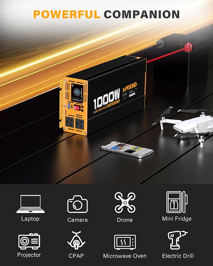 1000W Pure Sine Wave Power Inverter 12V DC to 110V 120V AC Converter - Image 8