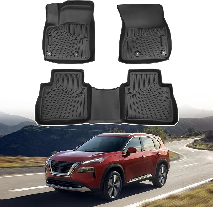 Powerty Floor Mats for 2021-2023 2024 2025 Nissan Rogue Accessories All Weather by Powerty