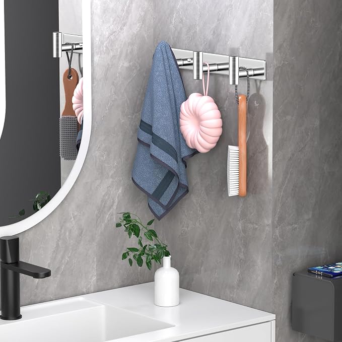 Wall Mounted Coat Rack-3 Hooks, Heavy Duty Stainless Steel Hook Rail - Image 5