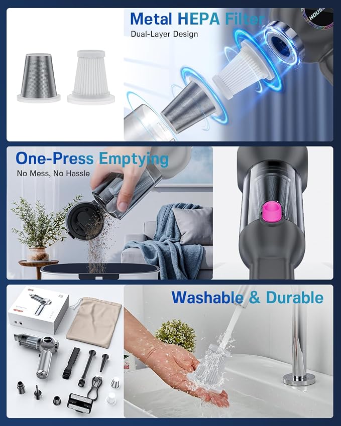 Handheld Car Vacuum Portable Cordless 25000Pa High Power Small Mini Hand Vacuum - Image 6