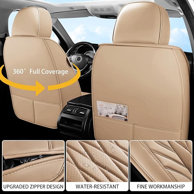 WELLDO Car Seat Covers Full Set, Leather Seat Covers - Image 3