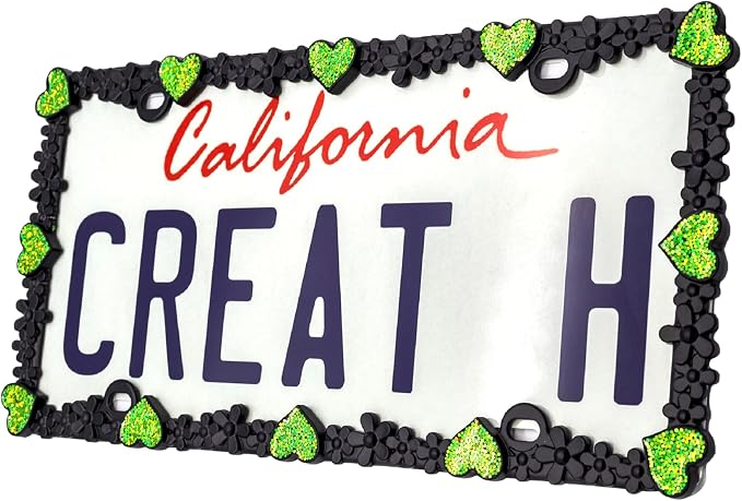 Creathome 3D Shining Daisy Heart License Plate Frame from Pure Zinc Alloy Metal - Image 2