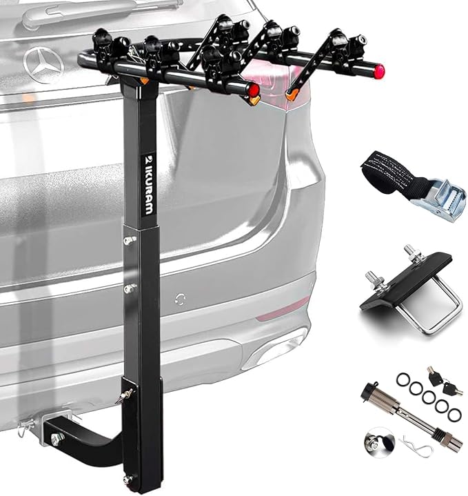 3 Bike Rack Bicycle Carrier Racks Hitch Mount Double Foldable Rack by IKURAMR