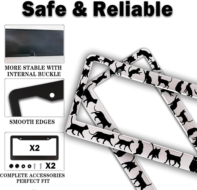 License Plate Frames for Women Black and White License Plate Frame for Men - Image 4