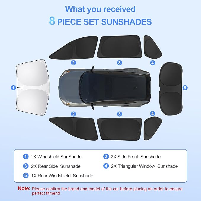 8pcs Car Window Shades for Volkswagen VW Tiguan 2018-2023 Accessories, - Image 6
