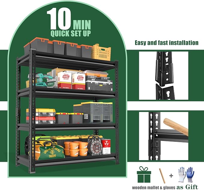 48" W Garage Shelving Heavy Duty，2000LBS Loads Adjustable Garage Storage Shelves - Image 5
