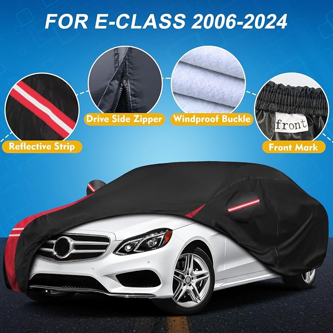 QUNSUNUS 6 Layer Car Cover for Mercedes Benz E-Class Sedan 2006-2024 Waterproof - Image 2