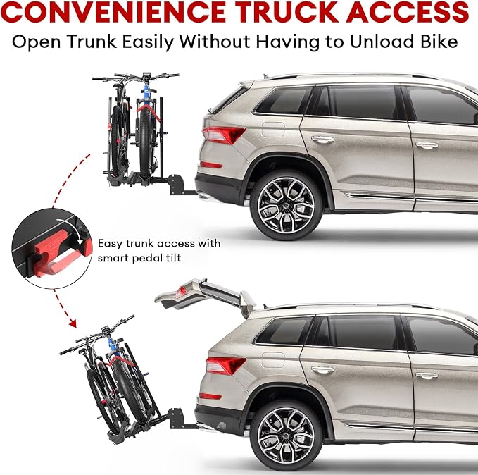 Hitch 2 EBike Rack with Ramp, 170lbs Capacity Electric Bike Carrier Foldable - Image 6