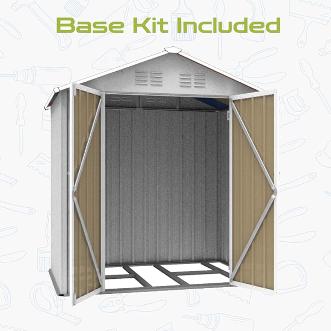 6' x 4' Outdoor Storage Shed, Sturdy Metal Building w/Lockable Doors - Image 3
