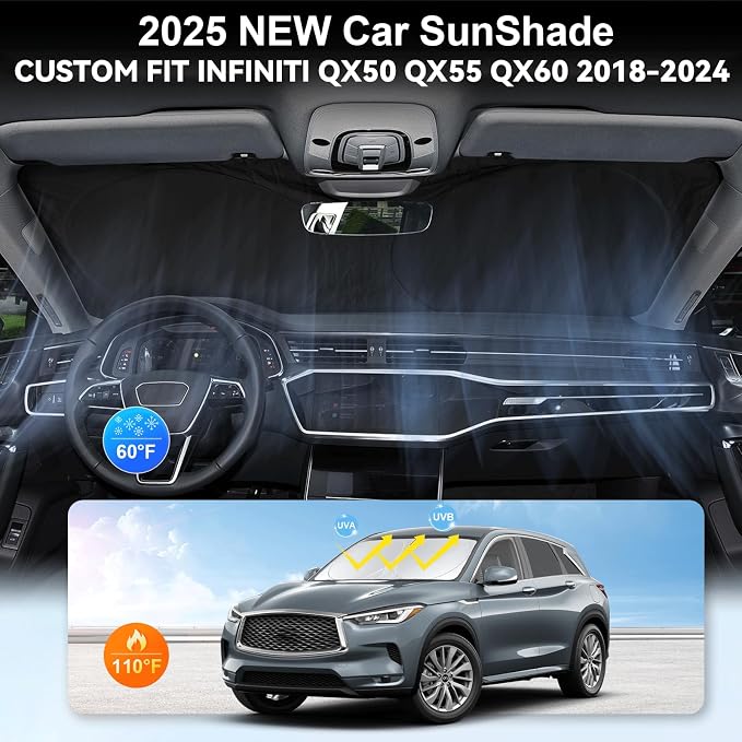 Custom Fit Infiniti QX60 Windshield Sunshade - Image 4