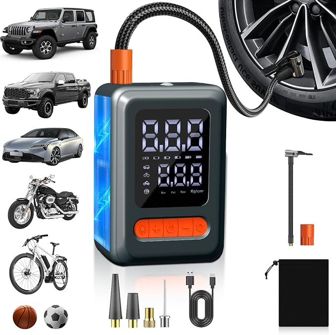 Tire Inflator Portable Air Compressor, 150 PSI Cordless Mini Bike Tire Pump by Unknown