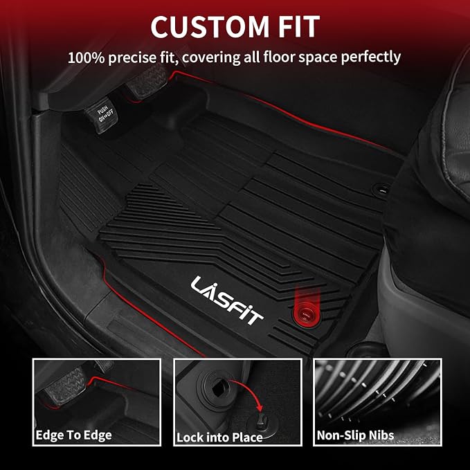 LASFIT Floor Mats for Toyota Tundra 2014-2021 CrewMax Cab, All Weather Custom - Image 2