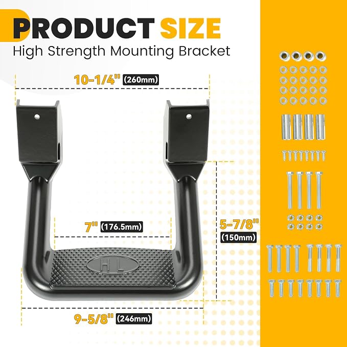 ECOTRIC Universal Side Steps-300LB Load, Electrophoresis Black Aluminum Step - Image 4