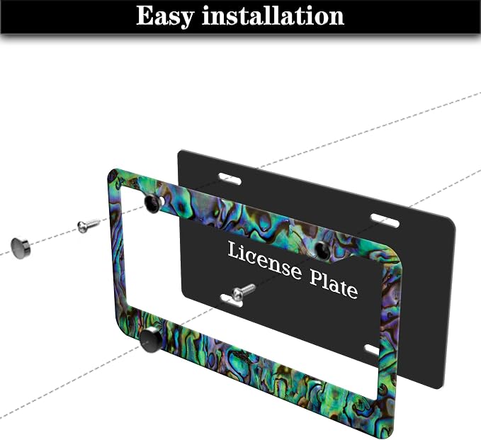 License Plate Frames Multicolor Fun License Plate Frame Cover Faux Abalone - Image 7