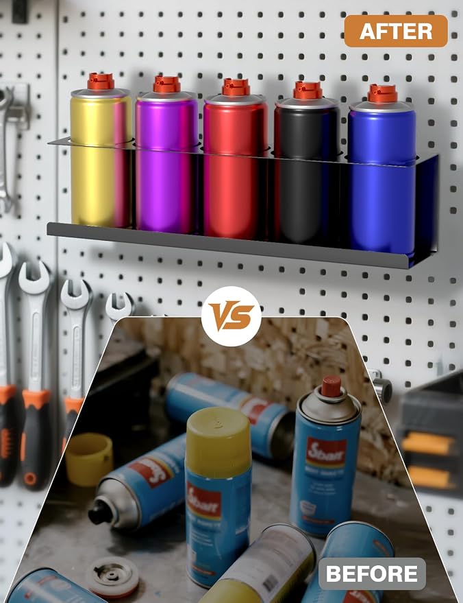 6 Pack Spray Can Holder Organizer, Wall-Mounted Steel Spray Bottle Rack - Image 4