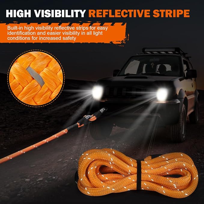 MAIKEHIGH 1-1/8" x 30ft Kinetic Recovery Rope, 000LBS Heavy Duty Offroad - Image 2