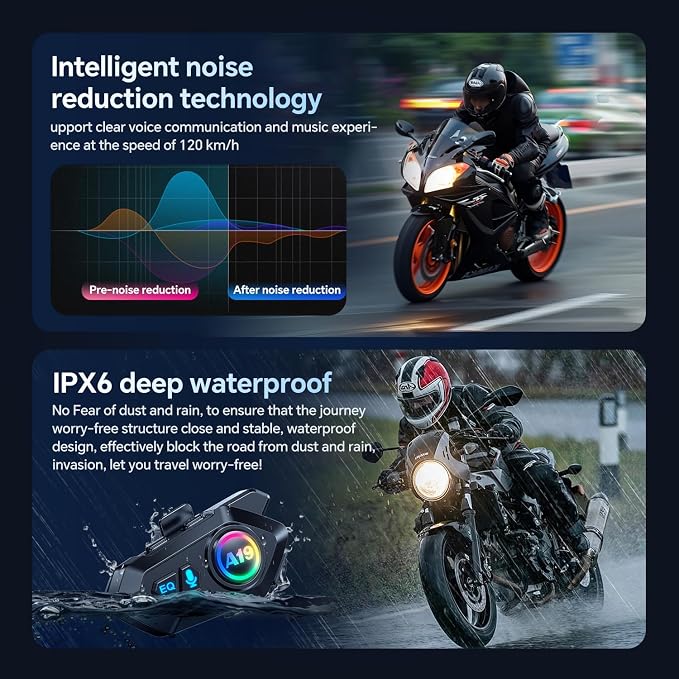 Motorcycle Helmet Bluetooth Headset, Outdoor Wireless Bluetooth 5.4 Headphone - Image 2