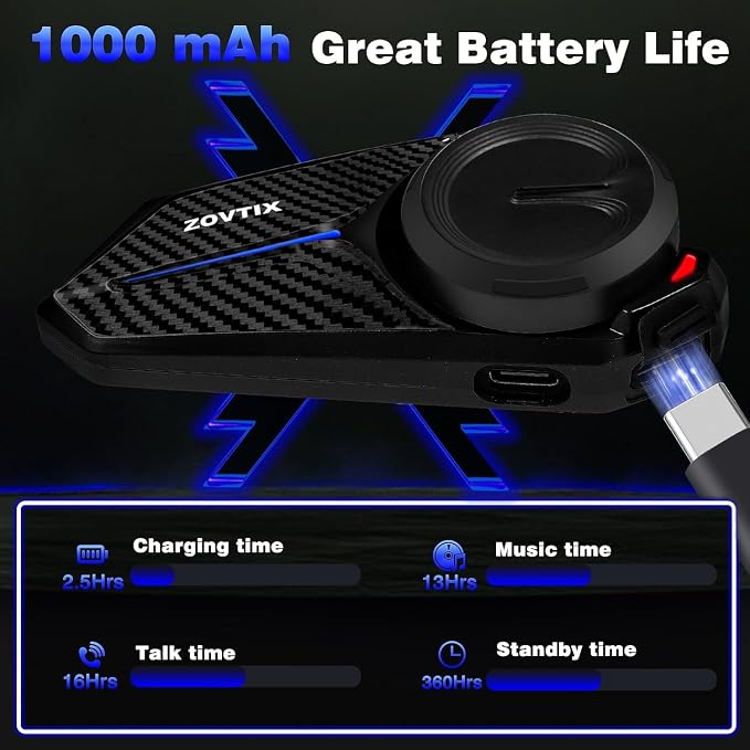Motorcycle Helmet Headset, 8 Riders Intercom Headset Communication System - Image 7