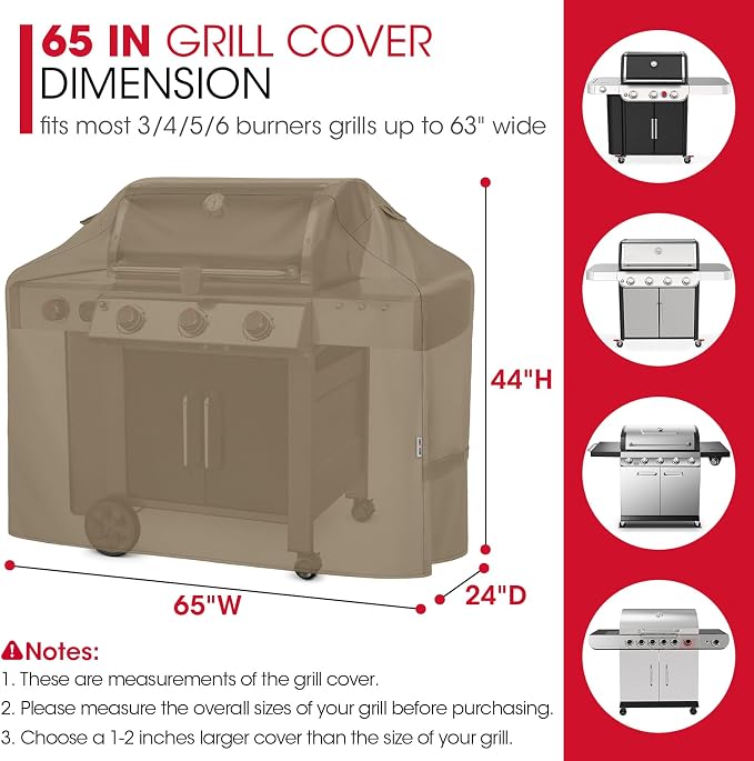 Unicook 65 Inch Grill Cover, Heavy Duty Waterproof Gas Grill Cover - Image 2